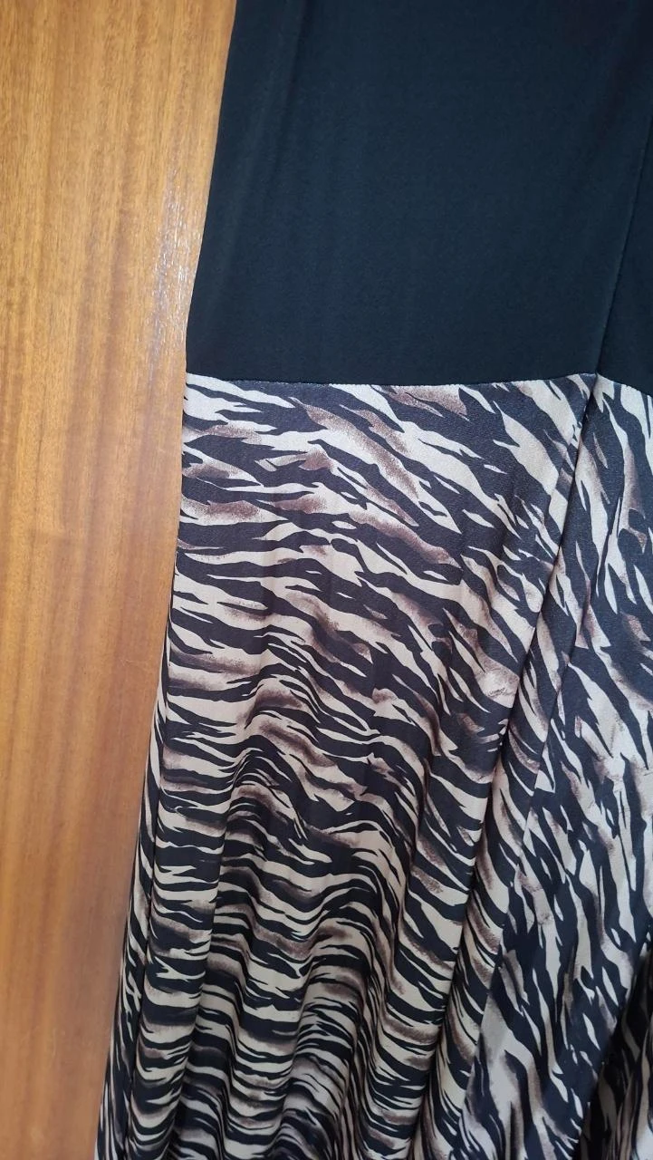 Anna Field midi dress – black with animal print – size L – photo 2